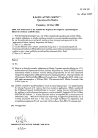 LEGISLATIVE COUNCIL Question on Notice