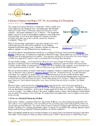 Lehman's Demise and Repo 105: No Accounting for Deception: Knowledge@Wharton (