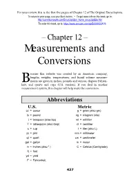 Measurements and Conversions