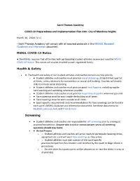Saint Thomas Academy COVID-19 Preparedness and Implementation