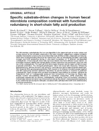 Specific Substrate-Driven Changes in Human Faecal Microbiota Composition Contrast with Functional Redundancy in Short-Chain Fatty Acid Production