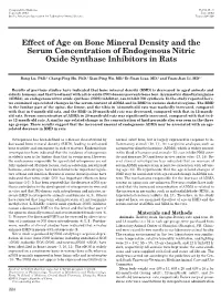 Effect of Age on Bone Mineral Density and the Serum Concentration of Endogenous Nitric Oxide Synthase Inhibitors in Rats