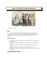 The Failure of Reconstruction