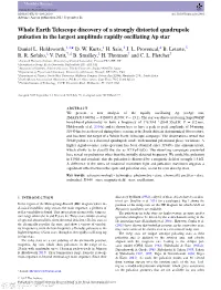 Whole Earth Telescope Discovery of a Strongly Distorted Quadrupole Pulsation in the Largest Amplitude Rapidly Oscillating Ap Star