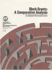 Block Grants: a Comparative Analysis