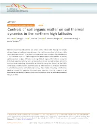 Controls of Soil Organic Matter on Soil Thermal Dynamics in the Northern High Latitudes