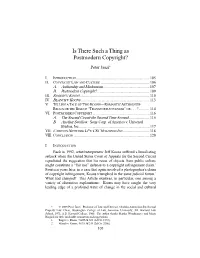Is There Such a Thing As Postmodern Copyright?