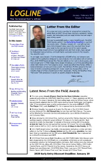 LOGLINE January / February 2020 Volume 13: Number 1 the Screenwriter’S Ezine