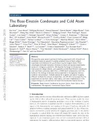 The Bose-Einstein Condensate and Cold Atom Laboratory