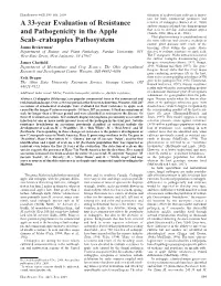 A 33-Year Evaluation of Resistance and Pathogenicity in the Apple