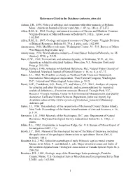 References Cited in the Database (Asbestos Sites.Xls)