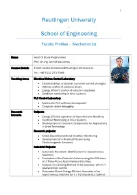 Reutlingen University - School of Engineering