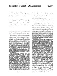Review Recognition of Specific DNA Sequences