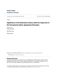 Significance of the Deformation History Within the Hinge Zone of the Pennsylvania Salient, Appalachian Mountains