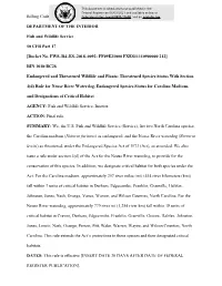 Docket No. FWS–R4–ES–2018–0092; FF09E21000 FXES11110900000 212]