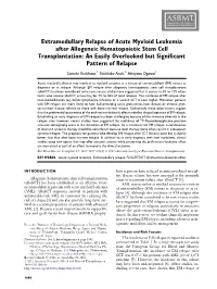 Extramedullary Relapse of Acute Myeloid Leukemia After Allogeneic Hematopoietic Stem Cell Transplantation: an Easily Overlooked but Signiﬁcant Pattern of Relapse