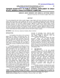 Gender Sensitivity to Public School Enrolment in Ondo State, Nigeria Using Systematic Sampling