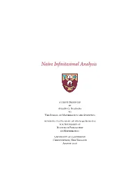 Naïve Infinitesimal Analysis
