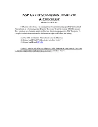 Nsp Grant Submission Template & Checklist