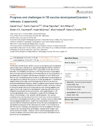 Progress and Challenges in TB Vaccine Development[Version 1