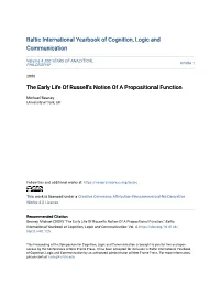 The Early Life of Russell's Notion of a Propositional Function