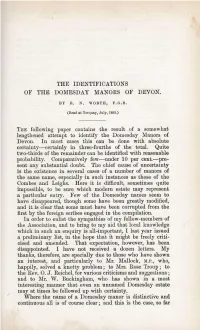 The Identifications of the Domesday Manors of Devon