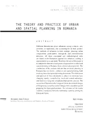 The Theory and Practice of Urban and Spatial Planning in Romania