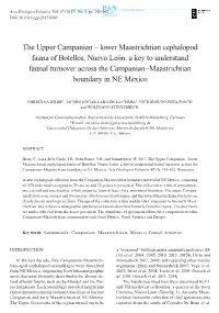 The Upper Campanian – Lower Maastrichtian Cephalopod Fauna of Botellos, Nuevo León: a Key to Understand Faunal Turnover Acros