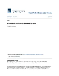 Torts--Negligence--Substantial Factor Test