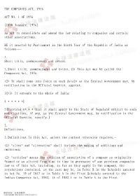 An Act to Consolidate and Amend the Law Relating to Companies and Certain Other Associations