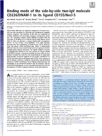 Binding Mode of the Side-By-Side Two-Igv Molecule CD226/DNAM-1 to Its Ligand CD155/Necl-5