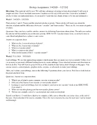 Biology Assignments: 5/4/2020 – 5/27/202