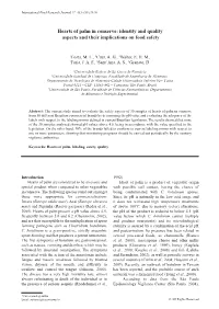 Hearts of Palm in Conserve: Identity and Quality Aspects and Their Implications on Food Safety