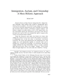 Immigration, Asylum, and Citizenship: a More Holistic Approach