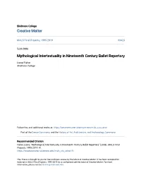 Mythological Intertextuality in Nineteenth Century Ballet Repertory