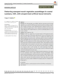 Patterning Emergent Marsh Vegetation Assemblages in Coastal Louisiana, USA, with Unsupervised Artificial Neural Networks