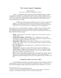 Greater Austric” Hypothesis
