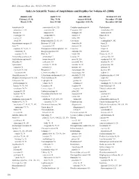 Index to Scientific Names of Amphibians and Reptiles for Volume 43 (2008)