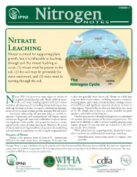 Nitrate Leaching Nitrate Is Critical for Supporting Plant Growth, but It Is Vulnerable to Leaching Through Soil