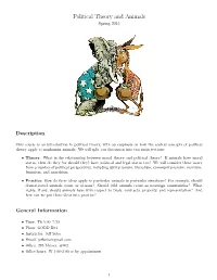 Political Theory and Animals Spring 2013
