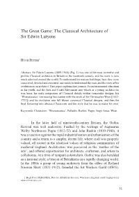 The Great Game: the Classical Architecture of Sir Edwin Lutyens