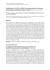 Verification of a QTL on BTA1 for Temperament in German Simmental and German Angus Calves (Short Communication)