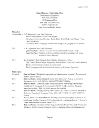 Duncan 1 Daniel Duncan—Curriculum Vitae Department Of
