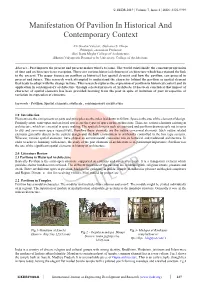 Manifestation of Pavilion in Historical and Contemporary Context