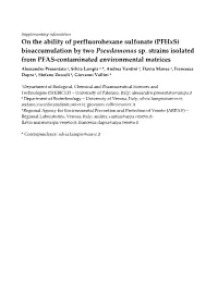(Pfhxs) Bioaccumulation by Two Pseudomonas Sp. Strains Isolated
