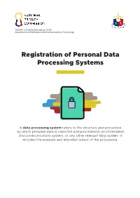 Registration of Personal Data Processing Systems