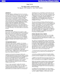 SUGI 28: the Value of ETL and Data Quality