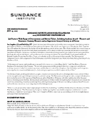 Sundance Institute Announces Fellows for 2007 Documentary Composers Lab