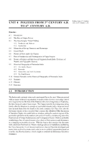 UNIT 4 POLITIES from 3Rd CENTURY A.D. TO