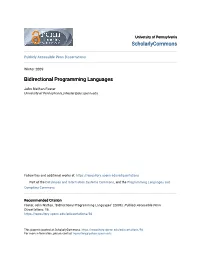 Bidirectional Programming Languages